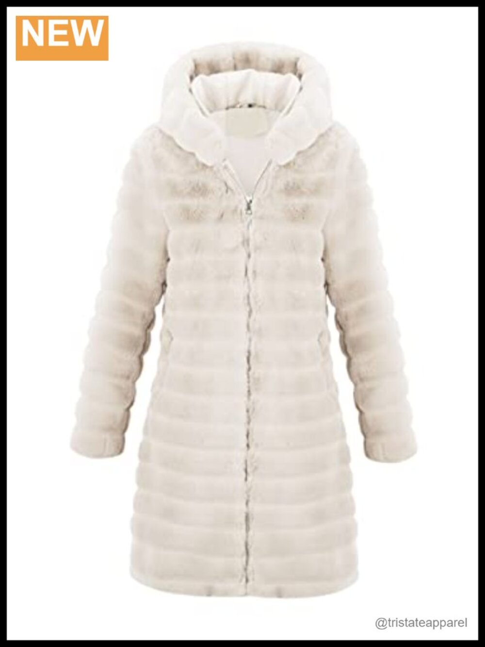 Women's Faux Fur Hooded Coat Long Fleece Jacket Zip Up Winter